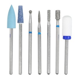 VOCOSTE Emery Nail Drill Bit Set for Acrylic Nail 2.35mm Nail Art Tool Manicure Pedicure Shaping Removal Tool 40.5mm Length Blue 7pcs