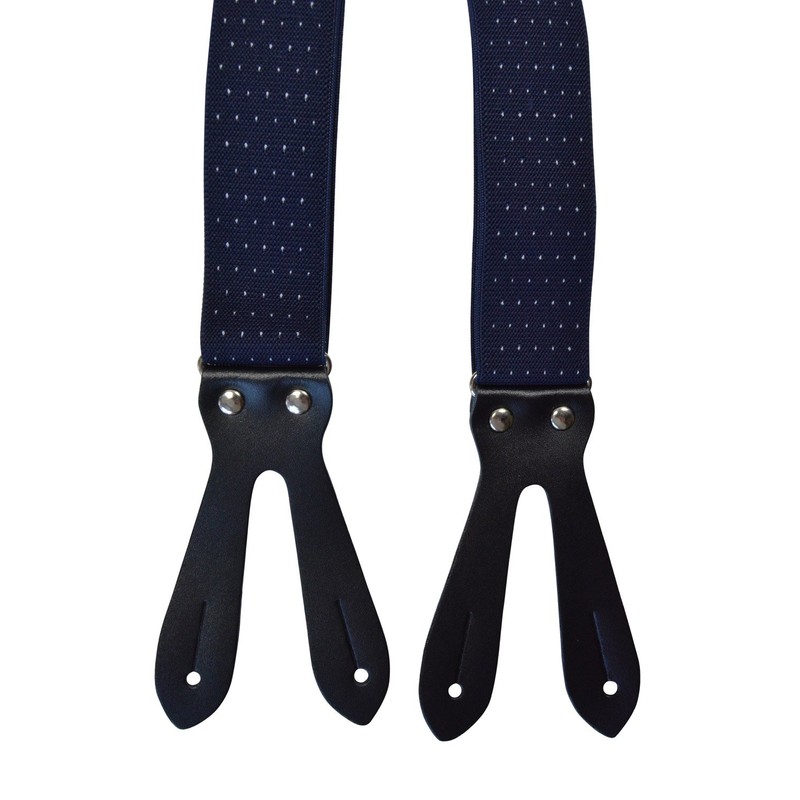 Olata Braces with Buttonhole, Genuine Leather Strap and Pattern -
