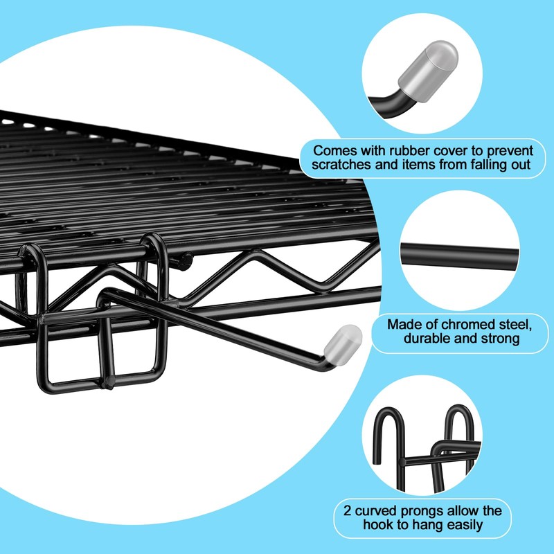 MorningRo 8 Pcs Accessory Hooks for Wire Shelving with Rubber