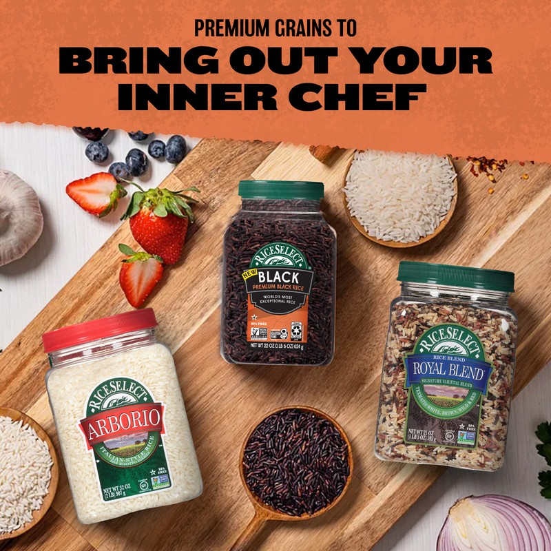 RiceSelect Premium Black Rice, Whole-Grain, Gluten-Free, Non-GMO, and Vegan Rice,