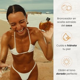 Bronceador Mali | Ingredientes 100% Naturales, Aceite de Coco | Para un Bronceado Dorado | Hidratante, para pieles delicadas | Libre de químicos | 100ml