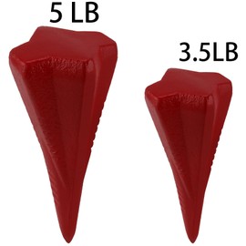 ZEONHAK 2 PCS 2 Sizes Diamond Wood Splitting Wedge, 3.5lb 5lb 4-Direction Steel Splitting Wedge, 4 Way Wood Splitter Wedge for Wood Splitting, Red
