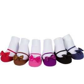 Baby Girl Socks with Mary Jane or Sneaker Shoe Look - Non-slip Gripper Soles - 3 or 6 Pairs - Soft Cotton