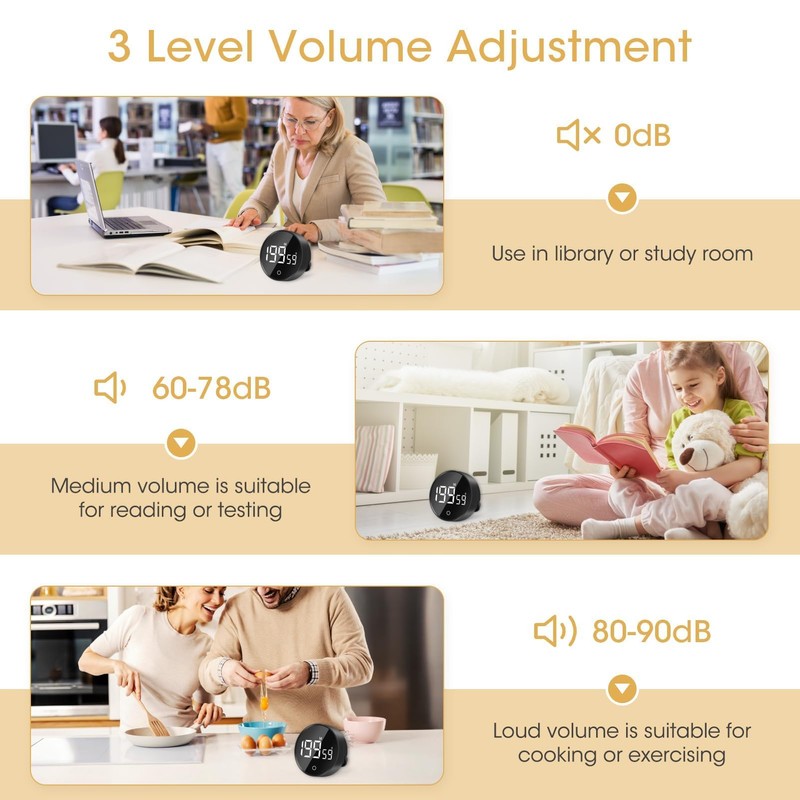 Glasflength Digital Kitchen Timer Magnetic Egg Timer 120 Minutes with