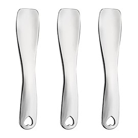 Sibba 3 PCS Facial Spatula Massage Eye Roller Dark Circles Skincare Tool Face Cream Lotion Makeup Stainless Steel Applicator Wand Neck Lines Beauty In
