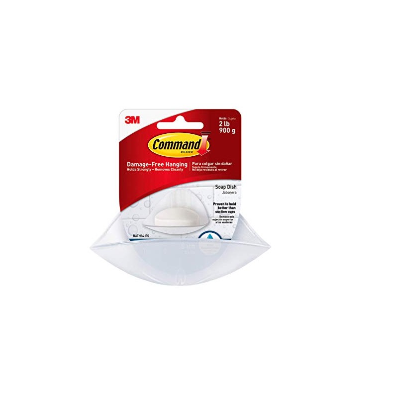 Command Soap Dish, 2-Pack of 1 Soap Holder, 2 Mounting