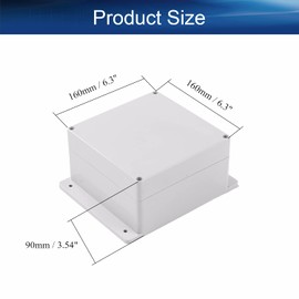 Heyiarbeit 1Pcs 160x160x90mm/ 6.30" x 6.30" x 3.54" ABS White Dustproof With Ear Electronic Junction Box Switch Shell Enclosure Project Box Case DIY Box Junction Case Enclosure
