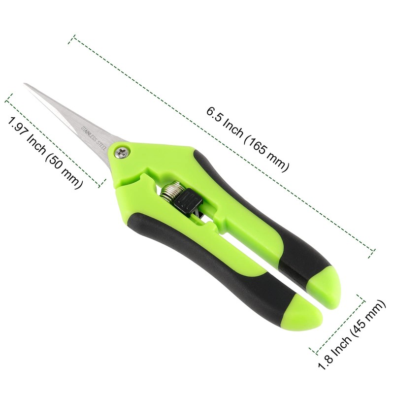 PINGEUI 12 Pack 6.5 Inches Green Micro Tip Pruning Snips,