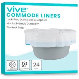 Vive Commode Liners for Bedside Toilet Chair Bucket (24 Pack)