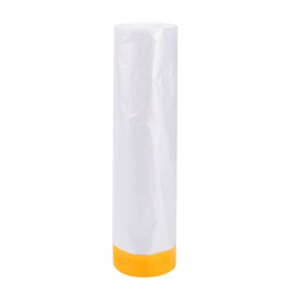 HOPESPANNER Pre-Taped Masking Film Plastic Cover PE Film Natural Fiber Material 1 Pc 3000x270cm / 98.43ftx106.3" White Orange
