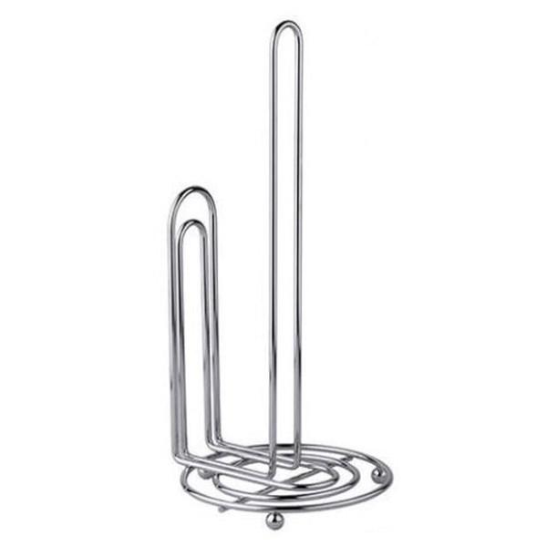 BaHoki Essentials Metal Paper Towel Holder - Countertop Dispenser for Contemporary Modern or Classic Kitchen and Bathroom - Accommodates All Roll Sizes (Silver)