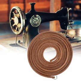 Treadle Sewing Machine Belt, 72 X 3/16 Inch Cowhide Leather Belt Sewing Machine Replacement Sewing Machine Leather Belt Treadle Parts Accessories with Hook for Universal Pedal Sewing Machines, Brown