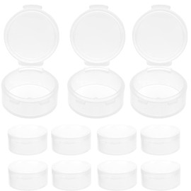 HEALLILY 10pcs Small Pill Case Clear Round Plastic Storage Containers Pill Box Earplug Storage Box with Lids (White)