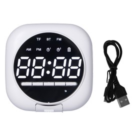 P12 Bluetooth Clock Speaker Wireless LED Mirror Portable Dual Alarm Clock Bass SpeakerWhite