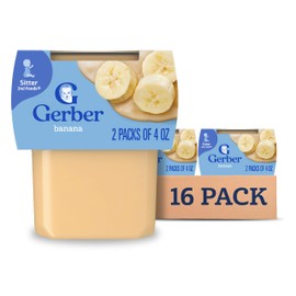 Gerber 2nd Food Baby Food Banana Puree, Natural & Non-GMO, 4 Ounce Tubs, 8 Ounce (Pack of 8)