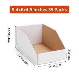 ZBEIVAN Cardboard Storage Bins Boxes 35 Packs 9.4x6x4.5 Inches, Easy Assembly Pantry Organizer Bins for Shelf, White