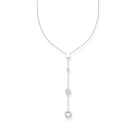 Thomas Sabo KE1879-051-14-L45v Women's Necklace Circles with White Stones 925 Sterling Silver in Trendy Y-Shape Length 45 cm, Sterling Silver, Cubic Zirconia