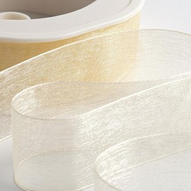 Italian Options Organza Chiffon Ribbon, 25mm x 20 Metre Roll, Cream