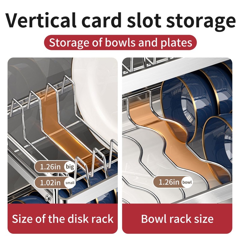LIZWETEC Dish Drying Rack, Double Layered countertop Kitchen Organizer with