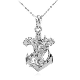 FDJ 925 Sterling Silver Anchor Eagle Diamond Cut Pendant Necklace - Pendant only