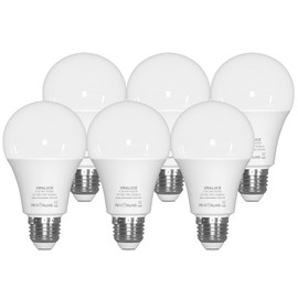 ORALUCE - Bombilla LED A19 de 9 W, equivalente a 60 W, 120 V, 900 lm, 6500 K, luz blanca fría, base media E26, no regulable, eficiencia energética, certificación UL, 6 unidades