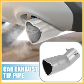 REPAIROCK Car Exhaust Tip Pipe Heart Shaped 2.44" Inlet 2.72"x2.36" Outlet Exhaust Tail Pipe for Pipes Diameter 0.98" to 2.17" Stainless Steel Silver Tone Auto Replacement Parts