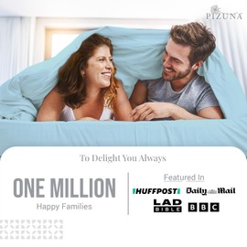 Pizuna Pure Combed Cotton Single Bed Fitted Sheet Baby Blue, 600 Thread Count 100% Long Staple Cotton Fitted Sheet Single Bed 90 X 200cm, Sateen Weave 40 cm Deep Fitted Sheets 1 PC Baby Blue