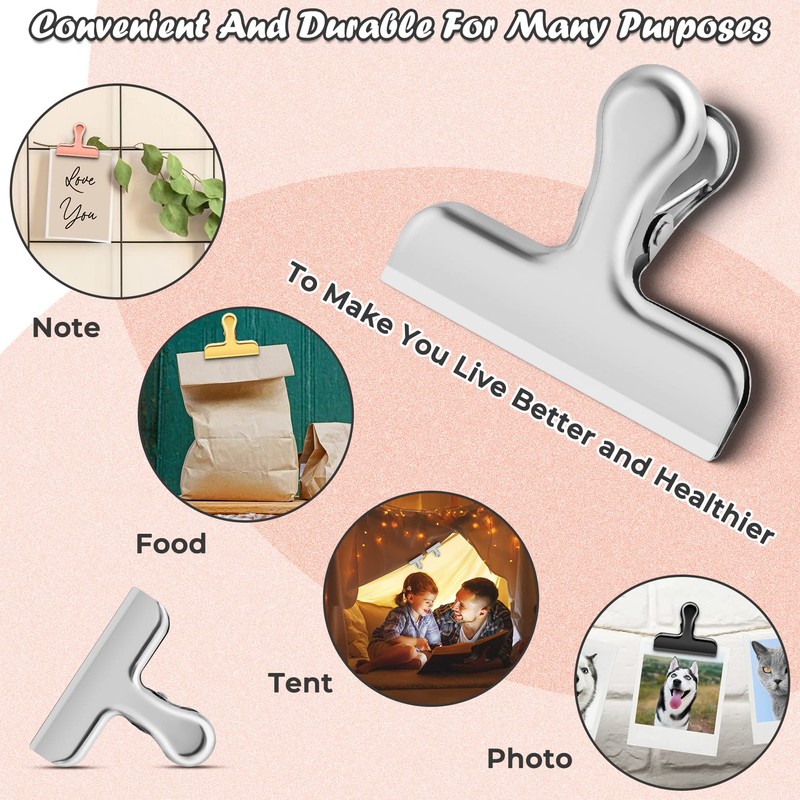 Chip Clips, 6 Pack Bag Clips, Food Clip, Stainless Steel