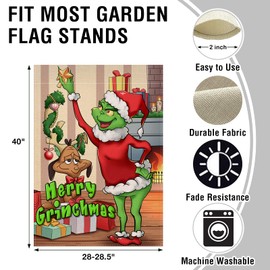 Artofy Merry Christmas Home Decorative House Flag Max, Xmas Gifts Garden Yard Lawn Santa Reindeer Fireplace Outside Decor, Winter Holiday Farmhouse Outdoor Large Decoration Double Sided 28 x 40