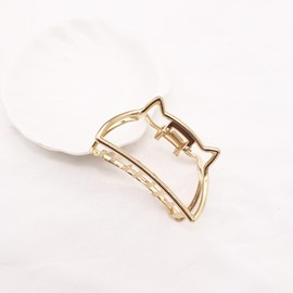 Large Alloy Hair Clip, Hair Clip, Gold Clip, Metal, Women's, Firm, Simple, Hair Accessory, Korean, 1 Piece, Practicality