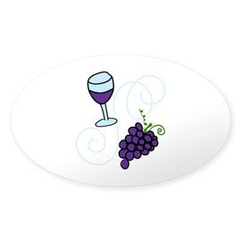 CafePress Wine Glass Sticker Oval Car Bumper Sticker