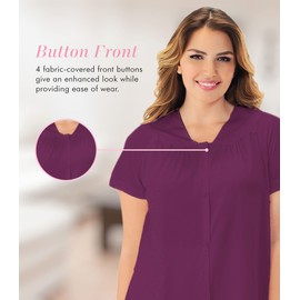 Exquisite Form Women's Plus Size Coloratura Sleepwear Short Sleeve Pajama Set 90807, Amaranth, 1XL