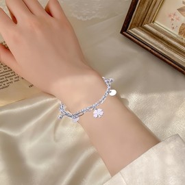 AFCJLTO Women's Stainless Steel Chain Bracelets, Women's Bracelet Star Heart Clover Tree of Life Lucky Charm Steel, Original Gift for Women and Girls