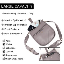 Trendy Hobo Crossbody Handbag with Adjustable Straps Vegan Leather Crossbody Bags for Women Designer Crossbody Purses(Grey)