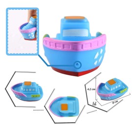 Xrten Bath Squirt Toys Rubber Floating Boats Set for Toddlers 8 Pack Water Game Learning Educational Toy for Kids 3+ years