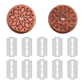 yolzhxe 2 Stück Bäckermesser, Rundes Teigmesser mit 10 Ersatzklingen, Holz Teigritzmesser, Edelstahl Brot Lahm, Bäckerklinge, Tragbarer Brotklinge für DIY Brotteig Muster