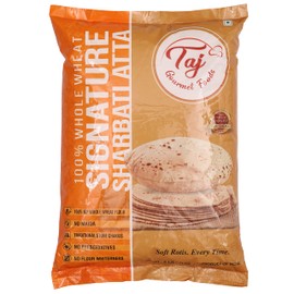 TAJ Signature Sharbati Atta, (Chakki Atta - Stone Ground) 100% Whole Wheat Flour, Chappati Flour, 4lbs