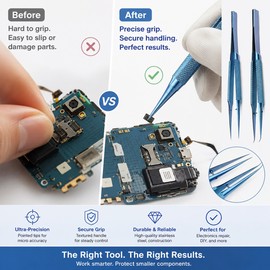 Precision Pointed Tweezers for Electronics Repair – Anti-Magnetic Fine Tip Tool for Phones, Circuit Boards & Soldering 140cm