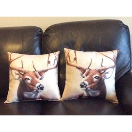 Headrest covers slipcovers animal print furniture protector outdoors log cabin home decor Elk Deer for sofas loveseats recliners RV's theater chairs. (Deer)