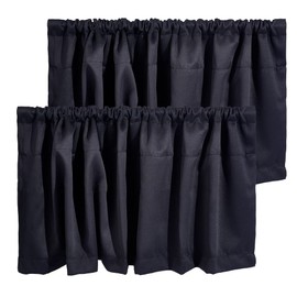 OLYCRAFT 2 Panels Black Blackout Valances Half Window Curtain Small Window Rod Pocket Kitchen Valances Short Winow Valance Curtain for Kitchen Living Room Bedroom - 132x45.7x0.6cm