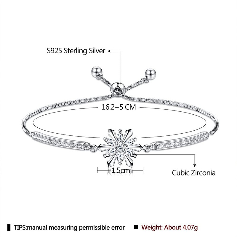 Women's Silver Snowflake Design S925 Sterling Silver Cubic Zirconia Winter