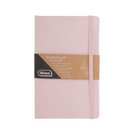 Idena 11120 Notebook Eco Pink, 13 x 21 cm, Squared, 70 g/m², 192 Sheets, with Inner Pocket, Elastic Band and Bookmark