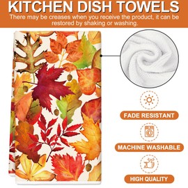 Generic AnyDesign Fall Kitchen Dish Towel 18 x 28 Inch Watercolor Maple Leaf Dishcloth Autumn Decorative Hand Drying Tea Towel for Thanksgiving Kitchen Bathroom, 2Pcs