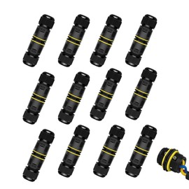 Waterproof Electrical Cable Connector, Greencycle Outdoor IP68 Waterproof Connector, 12PK 2-Way 3-PIN M20 Electrical Protector for Cable Diameter Ø5-12mm,Outdoor Joint(450V, 25A)