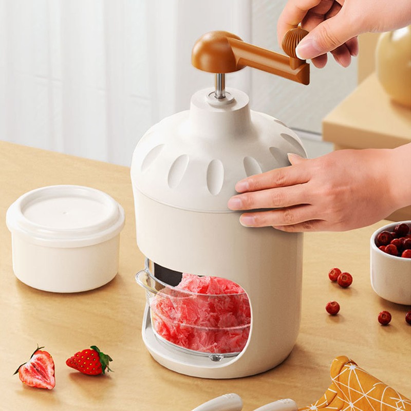 Portable Ice Crusher PP Manual Shaved Snow Cone Machine DIY