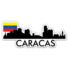 Squiddy Caracas Venezuela City Skyline Country Flag - Vinyl Sticker - Large Size (12" Wide)