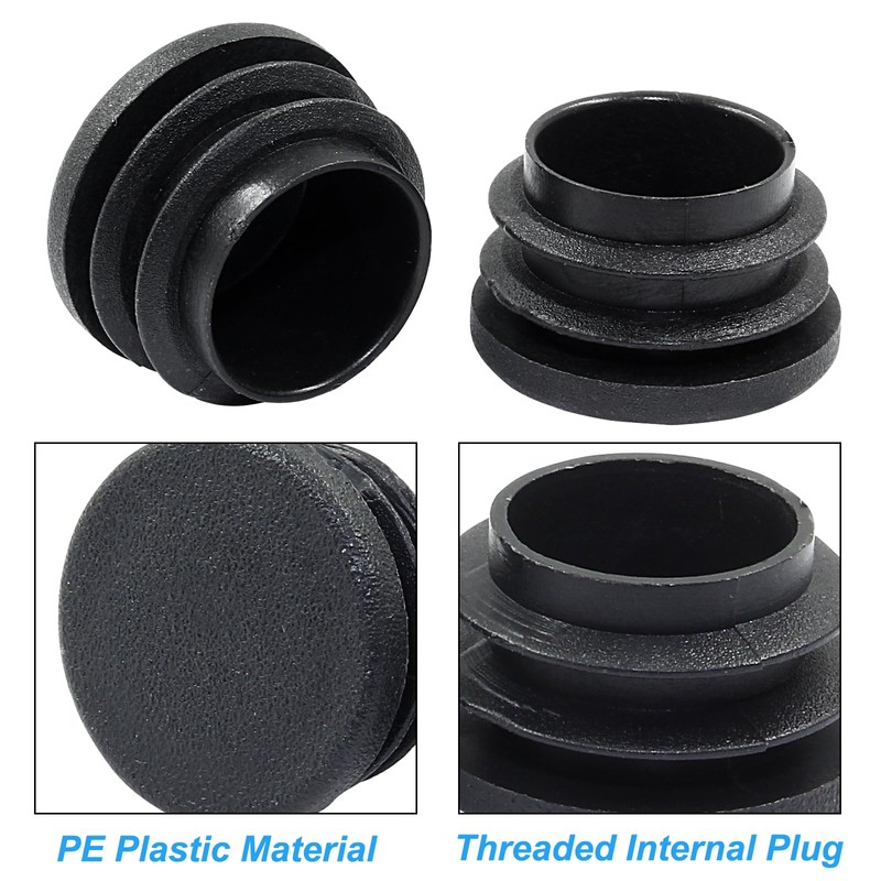Kyuionty 20 Pack 1-1/8" Round Black PE Plastic Plugs for