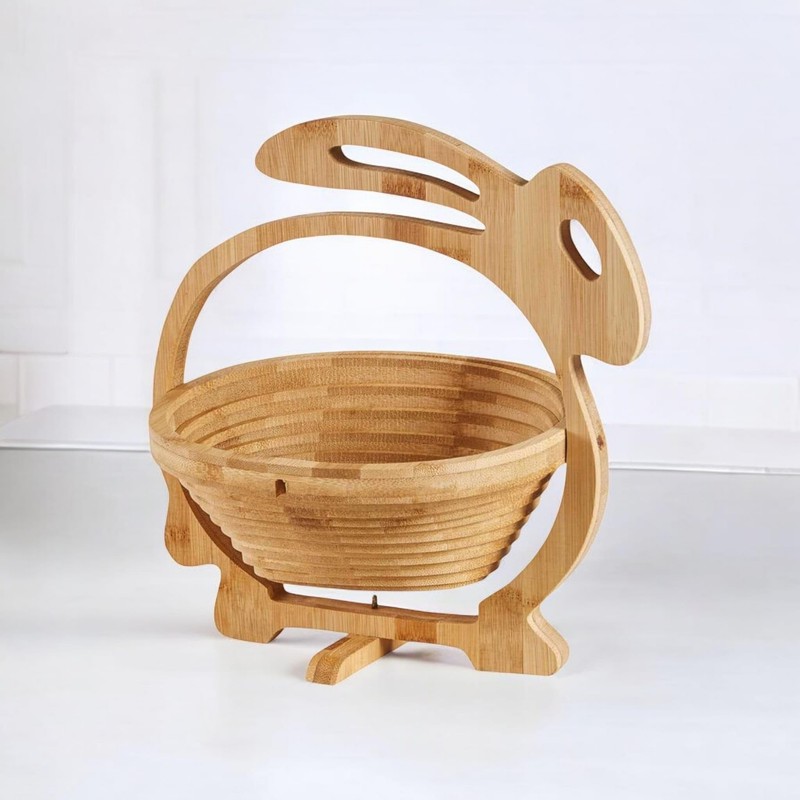 GMMH Bamboo Fruit Bowl Decorative Folding Hare Motif