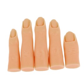 PACKOVE 5pcs Silicone Nail Training Fingers Flexible Joints for Realistic Manicure Practice for Nail Art Display and Professional Training Light Brown