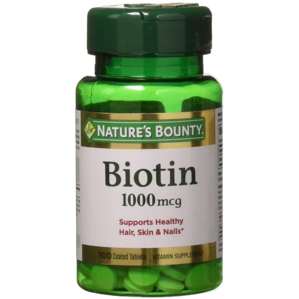Nature's Bounty Biotin 1000 mcg Vitamin Supplement Tablets 100 ea (Pack of 2)